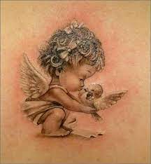 Pin By Ela Topaloglu On Next Tattoo Beautiful Angel Tattoos Angel Tattoo Designs Baby Tattoos