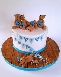 Teddy Bear 1st Birthday Decoration Ideas For Boy At Home Teddy Bear 1st Birthday Cake Boys Teddy Bear Cakes Picnic Cake Boy Birthday Cake