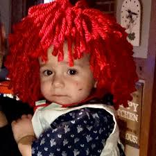 Fluffy Red Yarn Crochet Wig or Dress for Rag Doll Costume