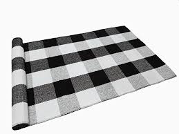 Black And White Buffalo Check Rug Runner Ukeler Buffalo Check Rug Black And White Plaid Rugs Cotton Hand Woven Checkered Carpet Washable Braided Kitchen Rugs And Mat 24 X51 Plaid Rug Porch Rug Rugs