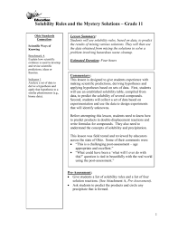They will then use the data obtained from mixing the solutions to solve a problem involving hazardous waste cleanup. Solubility Rules And The Mystery Solutions Grade 11