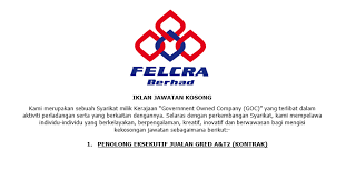 Iklan jawatan kosong kerajaan terkini. Jawatan Kosong Di Felcra Berhad Jobcari Com Jawatan Kosong Terkini