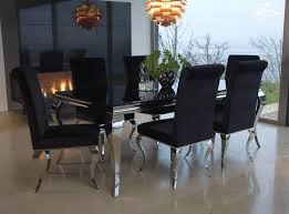 Learn more with our dining table size and style guide on our blog. Vida Living Louis 200cm Black Glass Dining Table And Black Fabric Chairs Cfs Furniture Uk