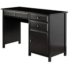 Black Desk With Drawers On Both Sides Http Www Otoseriilan Com Black Desk Black Writing Desk Wood Writing Desk