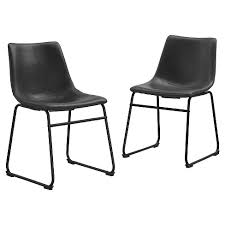 Modern dining chairs set of 2, dining room chairs with faux leather padded seat back in checkered pattern and sled chrome legs, kitchen chairs for dining room, kitchen, living room, white chairs. Set Of 2 Faux Leather Dining Chairs Black Saracina Home Target