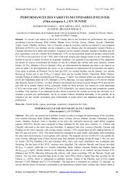 Performances Des Varietes Secondaires D Olivier Olea Europaea L En Tunisie Masmoudi Charfi C By Agrihorti Issuu