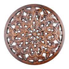 Ombre Home Sakura Bloom Mandala Wood Wall Hanging Natural 48 5 Cm Wood Wall Hanging Decorative Cushions Wall Hanging