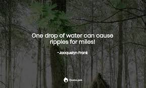 Brainyquote has been providing inspirational quotes since 2001 to our worldwide community. One Drop Of Water Can Cause Ripples Jacquelyn Frank Quotes Pub