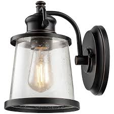 Globe Electric Charlie 1 Light Indoor Outdoor Led Wall Sconce In Oil Rubbed Bronze With Glass Shade Bed Bath Beyond
