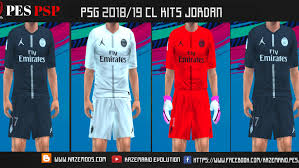 Jordan x psg ss shirtthe jordan brand will join their collection to a football club, the psg. Jordan Psg 2018 19 Champions League Kits Pes Psp Ppsspp Kazemario Evolution