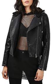 Topshop Maggie Faux Leather Moto Jacket With Faux Fur Lined Hood 100 Nordstrom Lookastic