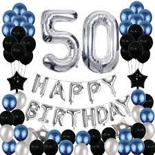 Newest free 50th birthday decorations tips frothy muted colors desserts, colourful fanfare, balloons along with ribbons. Amazon Com 50th Birthday Decorations 50 Birthday Balloons Party Supplies Happy 50 Birthday Banner Blue And Silver Black Foil Star Balloons For Women Men 81pcs Toys Games
