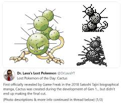 Dr Lava The Lost Cactus Pokemon Who Was Named Cactus Facebook Cactub and stactus are found in dry parts of the region, they can go months without water. dr lava the lost cactus pokemon