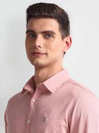 Buy U.S. Polo Assn. Orange Cotton Slim Fit Shirt for Mens Online @ Tata CLiQ