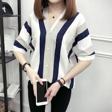 Lihat ide lainnya tentang kerah, kemeja, pakaian. Sales Kemeja Lengan Pendek Model Kerah V Longgar Bahan Sifon Motif Garis Garis Ukuran M 4xl Untuk Shopee Indonesia
