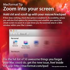 Macformattip Zoom Into Your Screen For 50 Awesome Things You Forgot Your Mac Could Do Get The New Issue Free Inside Our App Http Tips New Ipad Screen