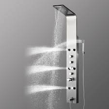 2020 new desgin stainless steel 304 5 ways shower wall massage panel. Deauville Stainless Steel Wall Mount Shower Panel System Rainfall Waterfall With Multi Functional Sprayer