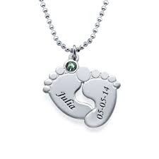 Personalized Baby Feet Necklace With Birthstones Baby Feet Necklace Baby Feet Stylish Necklace