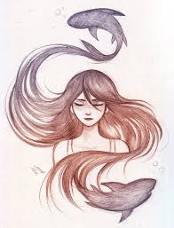 Girl Drawing How To Draw A Braid Long Purple Red Wavy Hair Closed Eyes Fish White Background Eyes Drawing Tumblr Long Hair Drawing Drawings