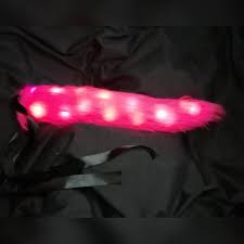 Led light up pink cat tail faux fur with stuffing and Led lights | eBay