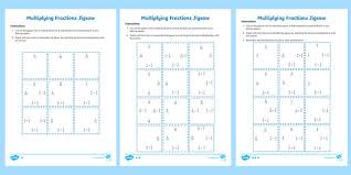 multiplying fractions year 6 jigsaw activity worksheet