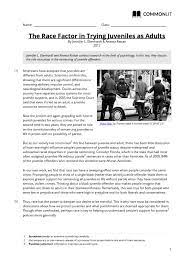 Check spelling or type a new query. Commonlit The Race Factor In Trying Juveniles As Adults Life Imprisonment Juvenile Delinquency