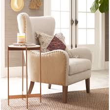 Pair of aluminum chippendale style wingback chairs with custom cushions h 42 in w 25 in d 25 in $ 2,850. Elle Decor Mid Century Modern Wingback Chair In Two Toned Beige Walmart Com Walmart Com