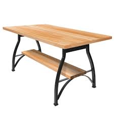 The table features a butcher block surface and shaker styled legs. John Boos Maple Counter Height Table 36 High Pub Style 6 Sizes