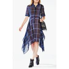 Bcbgmaxazria Beatryce Plaid Silk Dress 398 Liked On Polyvore Featuring Dresses Navy Plaid Sh Hankerchief Dress Tartan Plaid Dress Dress Shirts For Women