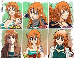 Nami In 6 Different Anime Styles Manga Anime One Piece One Piece Nami One Piece Manga