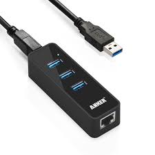 Anker 3 Port Usb 3 0 Hub With 10 100 1000 Gigabit Ethernet Converter 3 Usb 3 0 Ports A Rj45 Gigabit Ethernet Port Support Windows Usb Mac Os Usb Flash Drive