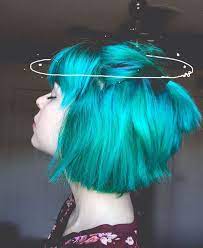 Blue Green Aqua Half Up Half Down Bob Hair Styles Turquoise Hair Short Straight Hair