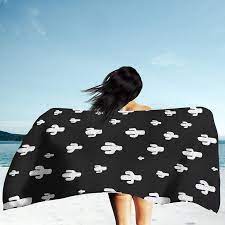Cactus Beach Towel White On Black Mesa Collection Cactus Professional Attire Summer Of Love