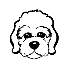 Dog clipart black and white. Puppy Dog Face Black And White Cartoon Contour Line Clipart Etsy