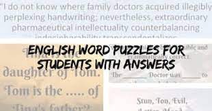 Puzzle questions and answers with solutions. English Word Puzzles For Students With Answers