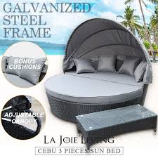 Rated 4.5 out of 5 stars. Outdoor Furniture Pe Day Bed Sun Lounge Wicker Rattan Canopy Set Glass Top Ebay