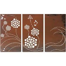 Flower Wave Triptych Metal Wall Art Decor Large Metal Wall Art Outdoor Metal Wall Art