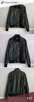 Men S Black Faux Leather Zip Up Jacket Size Large 26 Inches In Length Genuine Px Jackets Coats Black Faux Leather Jackets Zip Ups