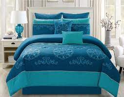 Beautiful blue white beach house sea shell coral ocean soft comforter set. Empire Home Ocean Blue 7 Piece Comforter Set Over Sized Wave Embroidered 21069 King Size Walmart Com Walmart Com