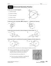 Three circles, center, intersecting points, collinearity, congruence. Geo Resources 1001 Practice Docx Name Date 10 1 Practice A In Exercises 1 U20135 Use The Diagram 1 Name The Circle 2 Name Two Radii 3 Name Two Chords 4 Course Hero