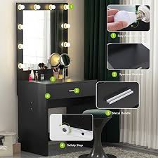 If you can't include a fully lighted mirror, try to place a lamp with a gently diffusing shade on either side of your dressing table, or situate it near a window. Tribesigns Makeup Vanity Dressing Table Set With Lighted Mirror 10 Warm Led Bulb Home Garden Furniture Home Garden