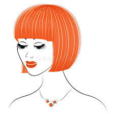 Silhouette of the Head of a Cute Lady. the Girl Shows the Hair Bob Care  with Short and Medium Hair. Suitable for Logo, Advertising Stock  Illustration