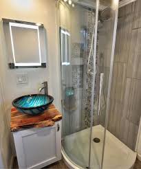 Infinitely Stoked By Rocky Mountain Tiny Houses Tiny Living Tiny House Bathroom Glass Corner Shower Bathroom Interior Design