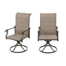 Hampton Bay Riverbrook Espresso Brown Swivel Steel Padded Sling Outdoor Patio Dining Chairs 2 Pack Rvb 001 The Home Depot In 2020 Patio Lounge Chairs Patio Dining Chairs Lounge Chair Outdoor