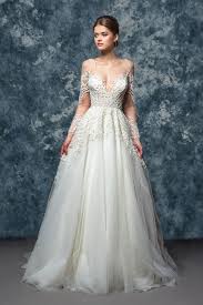 A Line Gown With Off The Shoulder Illusion Neckline And Long Sleeves Natural Wedding Dress Necklines Illusion Neckline Wedding Dress Wedding Dresses Kleinfeld