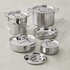 Cuisinart 10pc tri ply cooper cookware set. Cuisinart Multiclad Tri Ply Stainless Steel 12 Piece Cookware Set Williams Sonoma