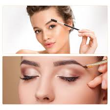 Unique Bargains 1pcs Soft Double Sided Eyebrow Brush Angled Eye Brow Brush  Eyelash Extension Brush Pink White