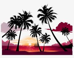 Next draw a circle that falls into the ocean and two vertical lines on each side of the sunset scene. Tree Silhouette Sunset At Getdrawings Com Free Sunset Beach Wall Mural Palm Tree Png Image Transparent Png Free Download On Seekpng