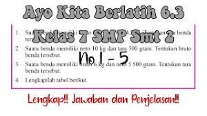 Bruto adalah berat kotor dari suatu produk. Ayo Kita Berlatih 6 3 No 1 5 Matematika Kelas 7 Smp Youtube