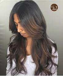 Bayalage On Indian Hair Long Dark Hair Black Hair Balayage Balayage Long Hair Hair Color For Brown Skin